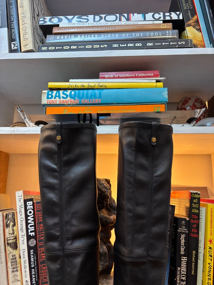 Tom Ford Botas de Cuero Negras Sobre la Rodilla para Mujer Tacones Muy Sexy Talla 36 Dorado T Foto 4 de 4