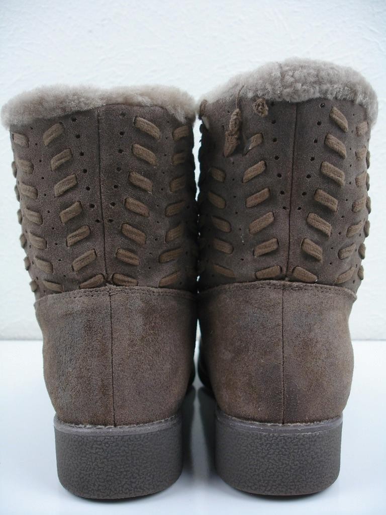 Women's 7.5 M Abeo Bristol Brown Sheepskin Shearling Fur Ankle Boots Winter Snow image 10