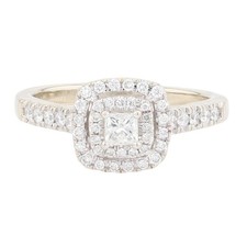 .34ctw Princess Cut Diamond Double Halo Engagement Ring 14k White Gold Size 6