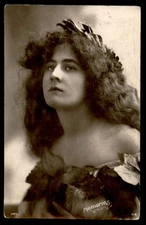 Postcard RPPC Memories – Portrait of Woman, Leafy Headdress, Davidson Series