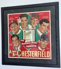 CHESTERFIELD CIGARETTES ORIGINAL 1948 CARDBOARD SIGN JOE DIMAGGIO TED WILLIAMS