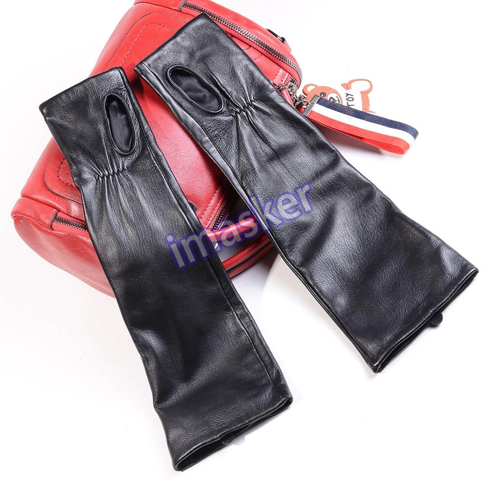 Women's Real Leather Fingerless Party Evening Opera/Long Mittens Gloves - Image 4 of 4
