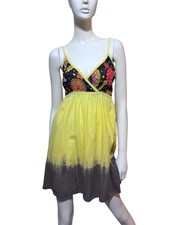 VTG 90s Good Times Yellow Tie Dye Sundress S Festival Twee 100% Cotton India
