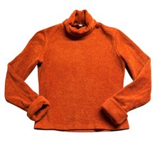 Fjall Orange Wool Blend Fleece Turtleneck Sweater Womens Small Made in USA