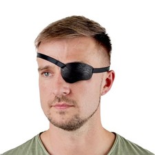 Black Premium Handmade Leather Eye Patch with Soft Foam Padding, Adult Eye Pa...