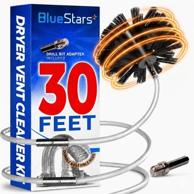 Upgraded 30 Feet Dryer Vent Cleaner Kit with Drill Attachment - As Pictured