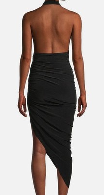 norma kamali black halter dress Norma Kamali Halter Turtle Side Slit Gown