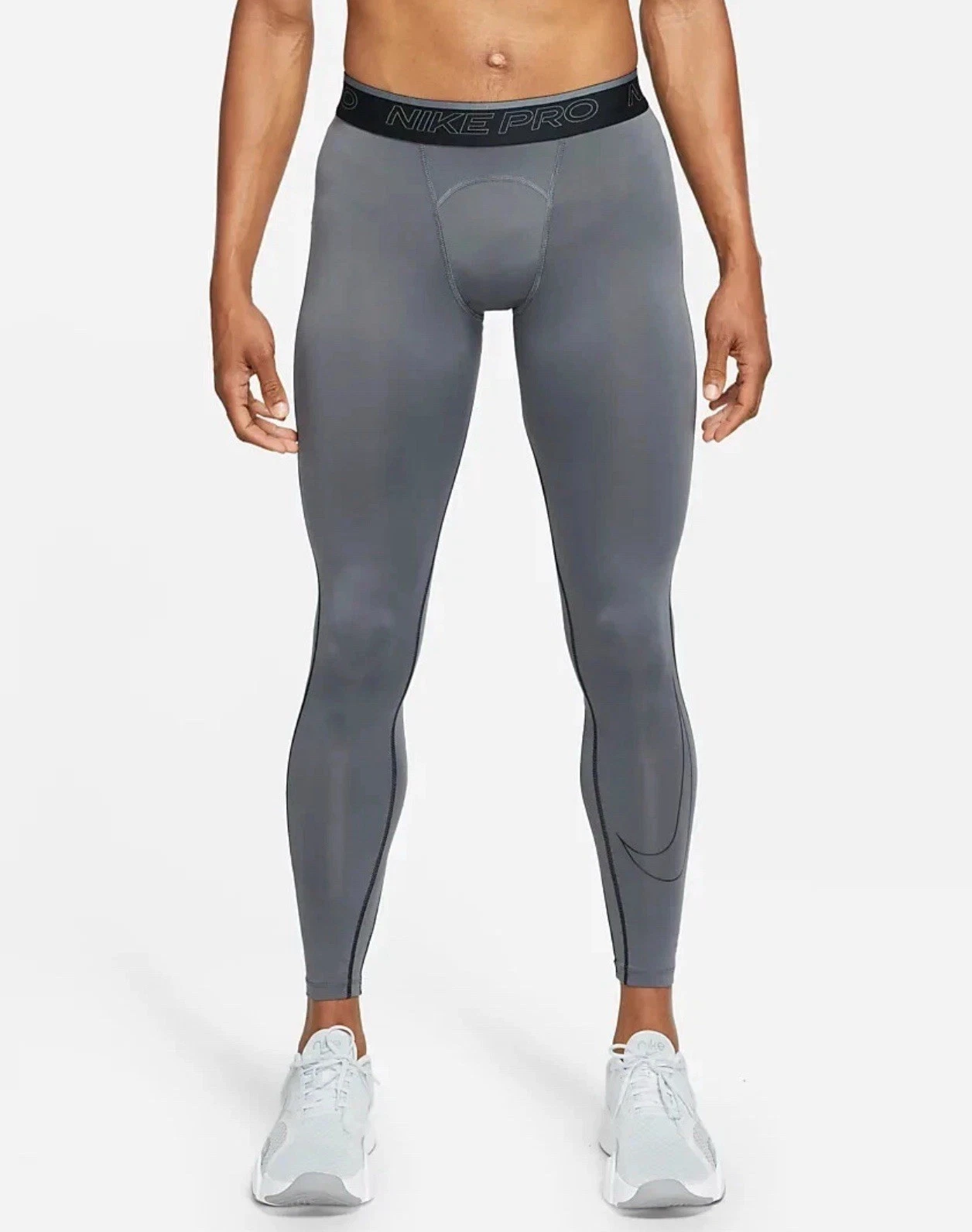 NEW Men's Nike Pro Full Length Dri-FIT Training Tights Grey DD1913-068 Large