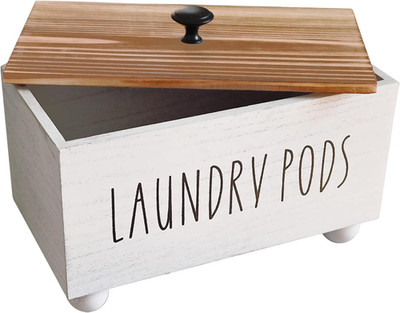Laundry Pods Container, Farmhouse Laundry Pod Holder, Rustic Laundry Detergent S