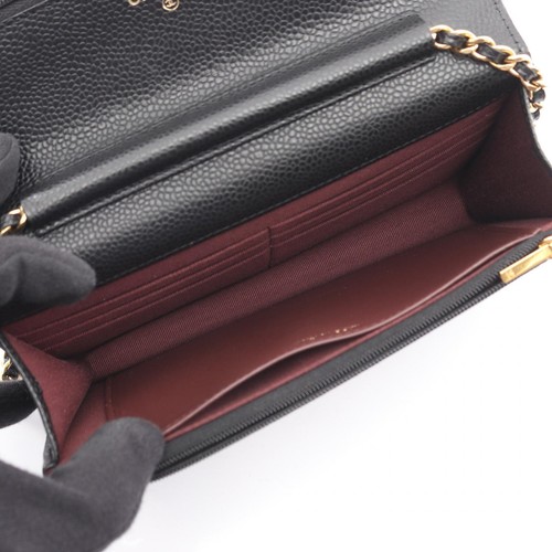 CHANEL Matelasse Chain Shoulder Bag Grained calf leather Black Used Women GHW CC - Picture 3 of 9