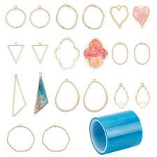 1set 20pcs Alloy Open Back Bezel Pendants For UV Resin Epoxy Resin Pressed