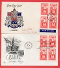 Canada 25c Chemical Industry Block of 4 on 2 diff Cachet FDC Cover 1956