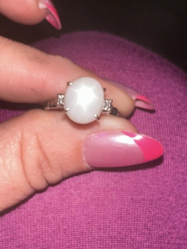 Rare Natural Sri Lankin Star Sapphire natural Diamond Solid PlatinumRing Sz 6.75 - Picture 4 of 24