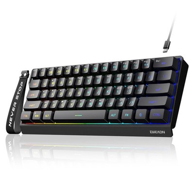 EWEADN F61 60% Wired Gaming Keyboard RGB Backlit Membrane PBT Keycaps Black