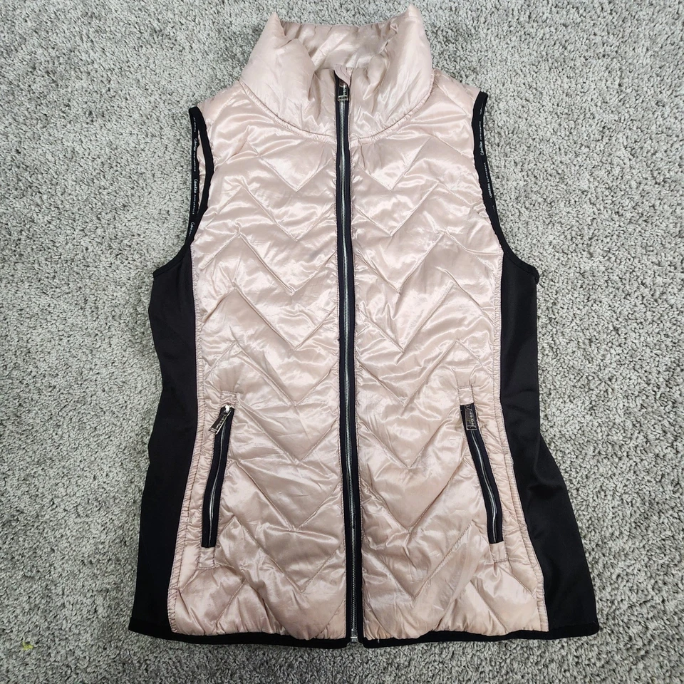 Calvin Klein Down Puffer Vest Womens Small Quilted Full Zip Pink Performance - Image 2 of 4