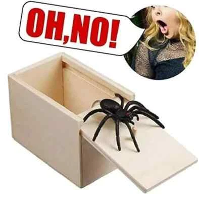 CUSTOM-SIGN Wooden Prank Spider Scare Box Hidden in Case Trick Play Joke Scarebox Gag Toy