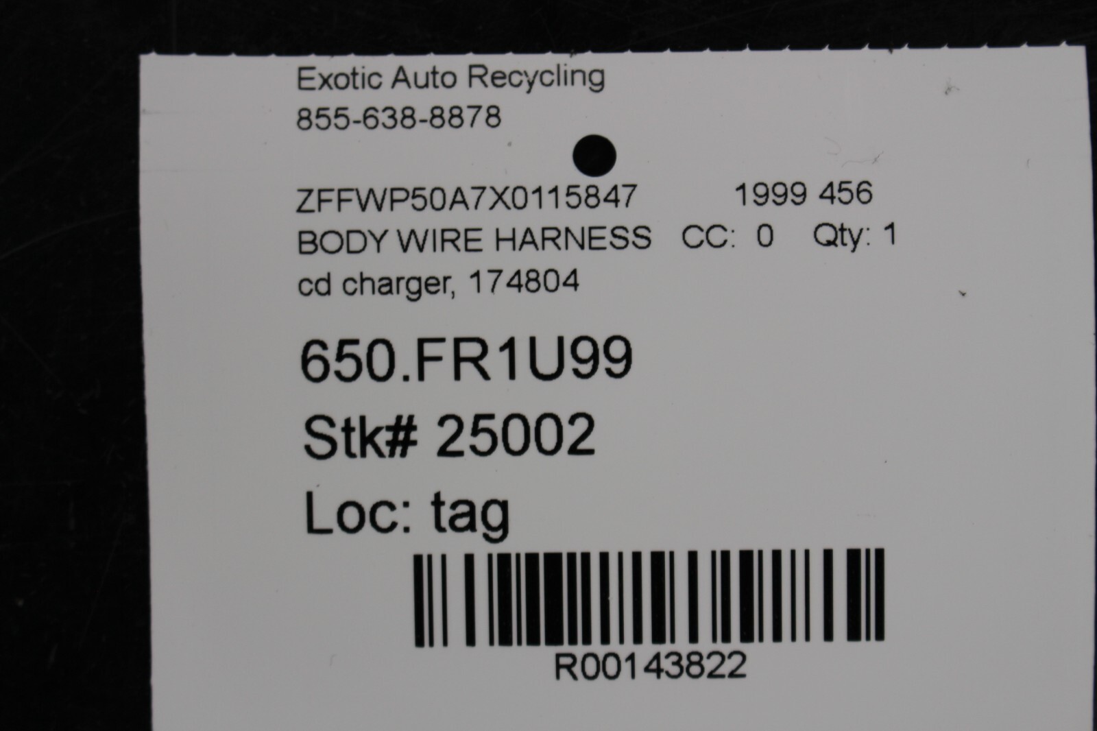 Ferrari 456 M, Becker Radio Wire Harness, Used, P/N 174804