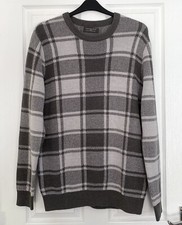 Vintage Style Grandad Knit Jumper Large 44 Chest Cotton/Acrylic Grey Dad Warm