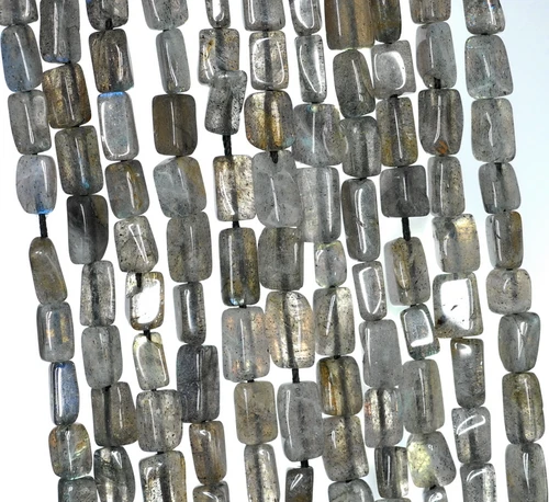5X4-8X4 MM GRAUER LABRADORIT EDELSTEIN RECHTECK ROHR LOSE PERLEN 14-15 ZOLL - Bild 1 von 4