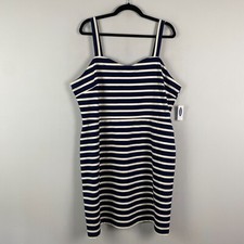Old Navy Ponte Sheath Dress Size XXL Sleeveless Navy Blue White Striped