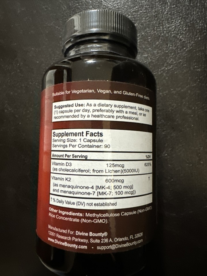 Vitamin K2 (MK7 & MK4) with D3 Supplement Vitamin K & D as MK7 100mcg, MK... eBay