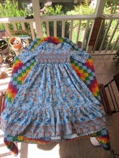 Womens Blue Floral Prairie Dress Small JustFashionNow Maxi Crew Neck Polyester