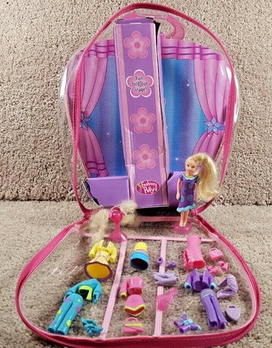 2001 Mattel Polly Pocket Fashion Polly Fun Fold-Out Stage Clear Case Complete