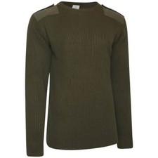 British Army Commando Jumper Pullover Olive Green Surplus Crew Neck Sweater