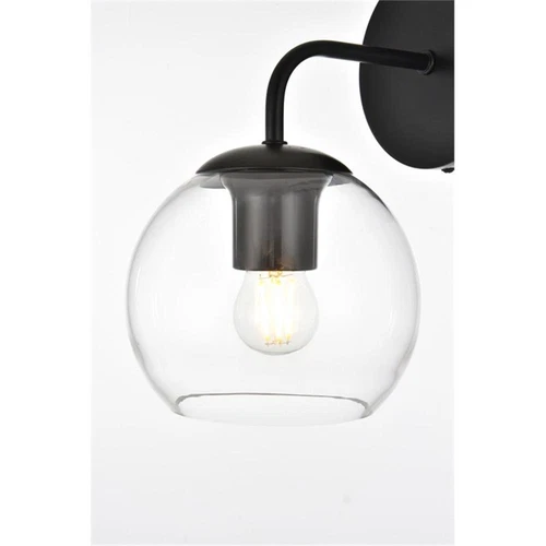 Living District Genesis 1-Light Iron & Glass Bath Sconce in Black/Clear - Picture 4 of 6