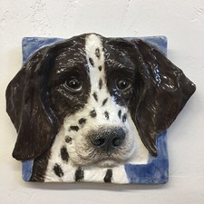 German Shorthair Pointer Ceramic HANDMADE 3D Dog Portrait Tile Alexander Art USA
