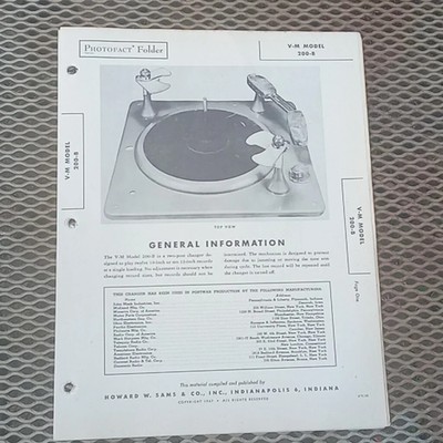 vintage 1948 original photofact folder v-m model 200 b radio paperwork ...