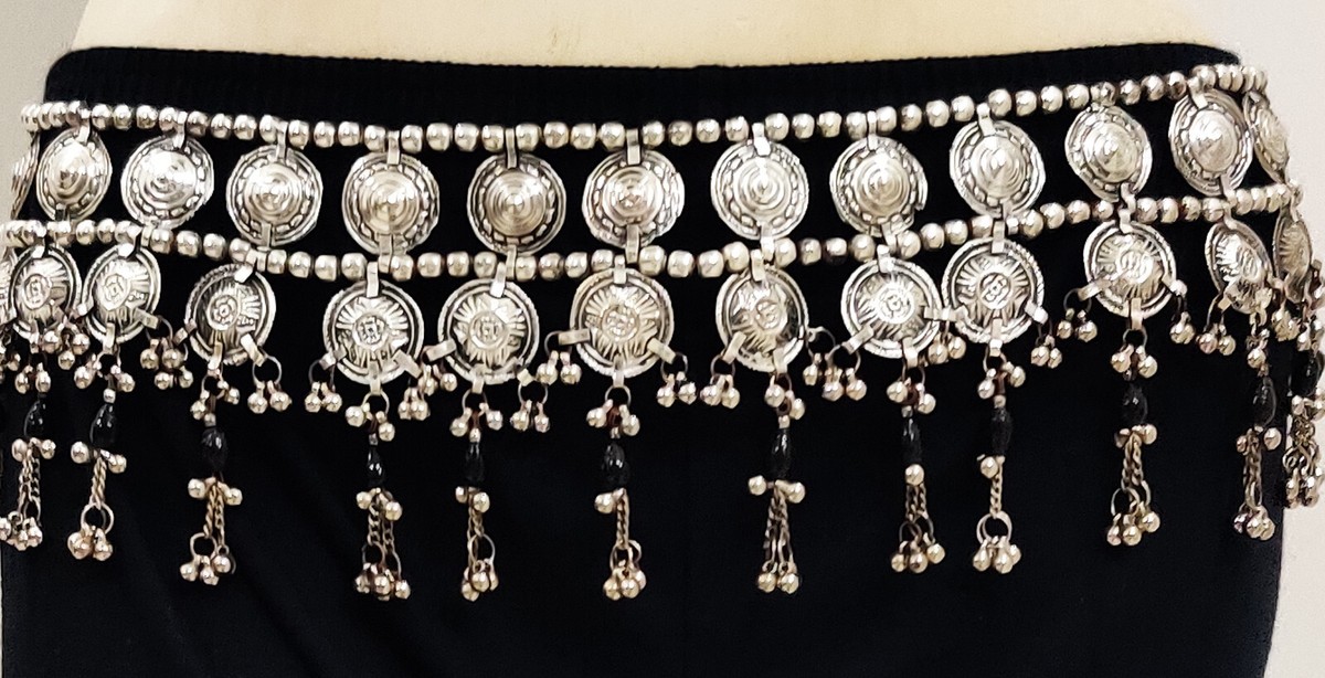 Tribal Silver Kuchi Belly Belt, Gypsy Tassel Belly Chain Silver Chain Belt Tribal Kuchi Tribal Gypsy ATS Boho Fashion  main image 3