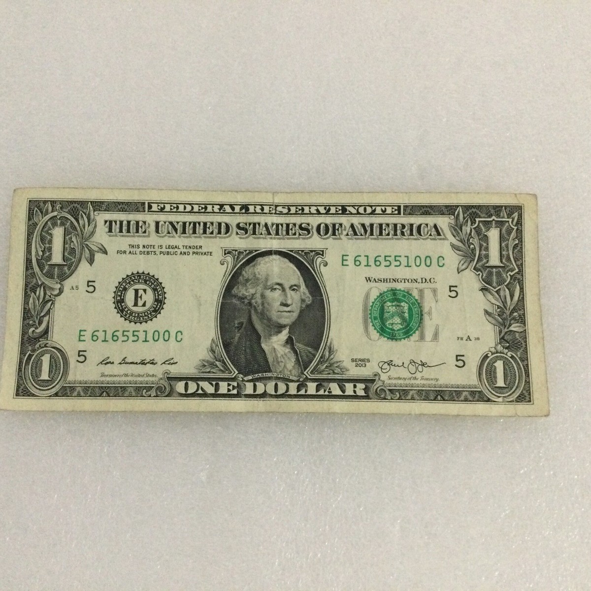 2013 $1 (ONE DOLLAR) - FANCY SERIAL NUMBER -E61655100C 2 Of Each