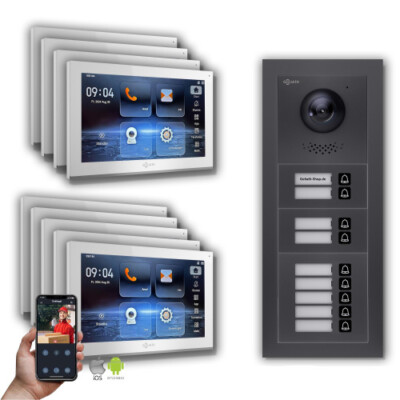 Goliath IP Video Türsprechanlage: 10-Zoll 9 Familienhaus, Smartphone App, Anthra