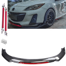 For Mazda 2 3 6 Front Bumper Lip Spoiler Splitter Carbon Fiber Red Body Kit