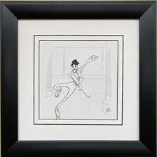 Al Hirschfeld "Chaplin- The Rink '89 " CUSTOM FRAMED ART Celebrity Movie Comedy