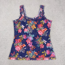 Hanky Panky Lace Camisole Womens L Blue Signature Floral Made in USA 5N4252