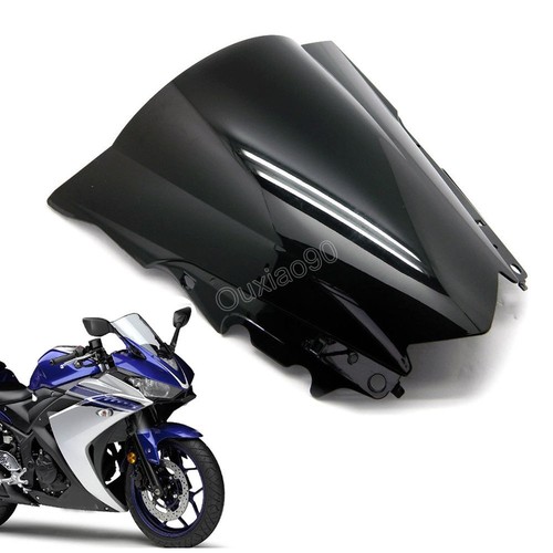 Blakc Double Bubble Windscreen Windshield ABS For Yamaha YZF R3 R25 ...