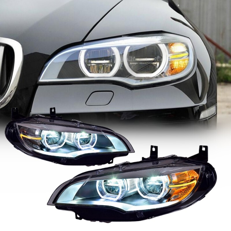 BMW X6 E71 純正ヘッドライト Upgrade For 2008-2014 BMW X6 E71 LED Headlight Projector DRL