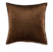 MIULEE 22x22" Velvet Throw Pillow Cover Soft, Solid Square Case, CHOCOLATE
