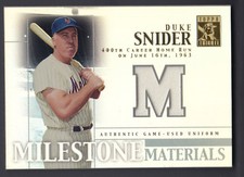 Duke Snider 2002 Topps Tribute Milestone Materials Game Worn Uniform Card NY Met