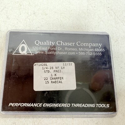 Quality CHASER Company - T1428L. 1/4-28 NF LH 15-RADIAL, 22 Chamfer STD PROJ 1K
