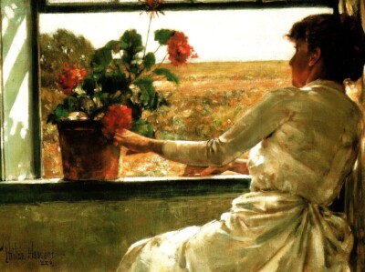 Summer Evening White Dress Frederick Childe Hassam Blank Inside Greeting Card