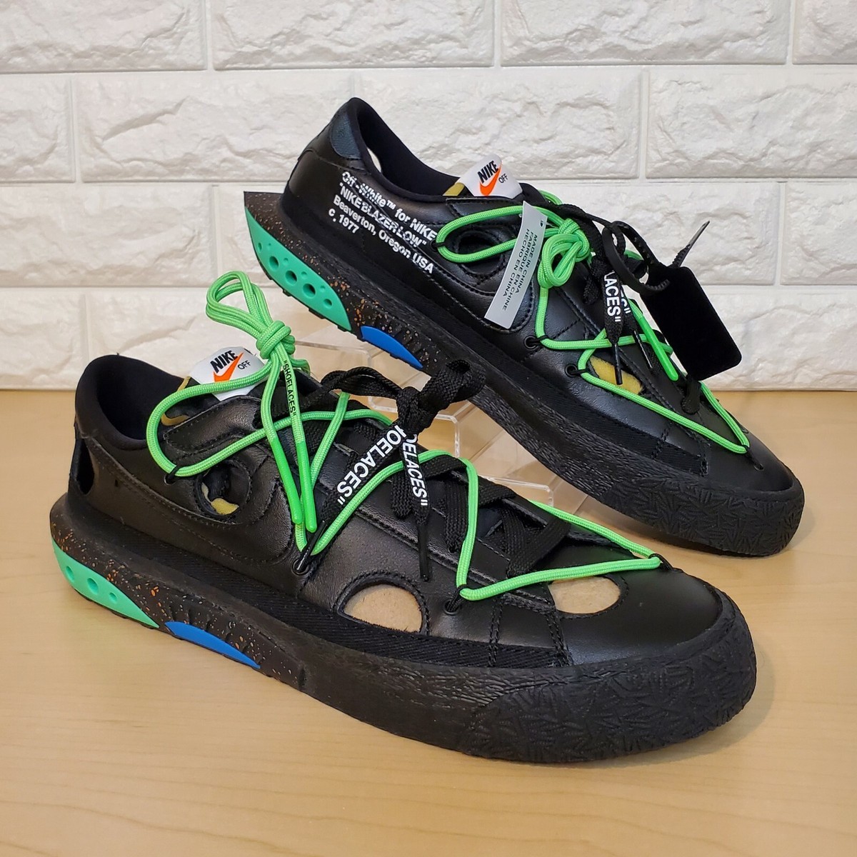 Nike x Off White Blazer Low 77 Mens Size 12.5 Black Electric Green