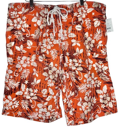 Black Brown 1826 Swim Trunks Board Shorts Size XL Orange Sunset Floral Print NWT - 第 1/5 張圖片