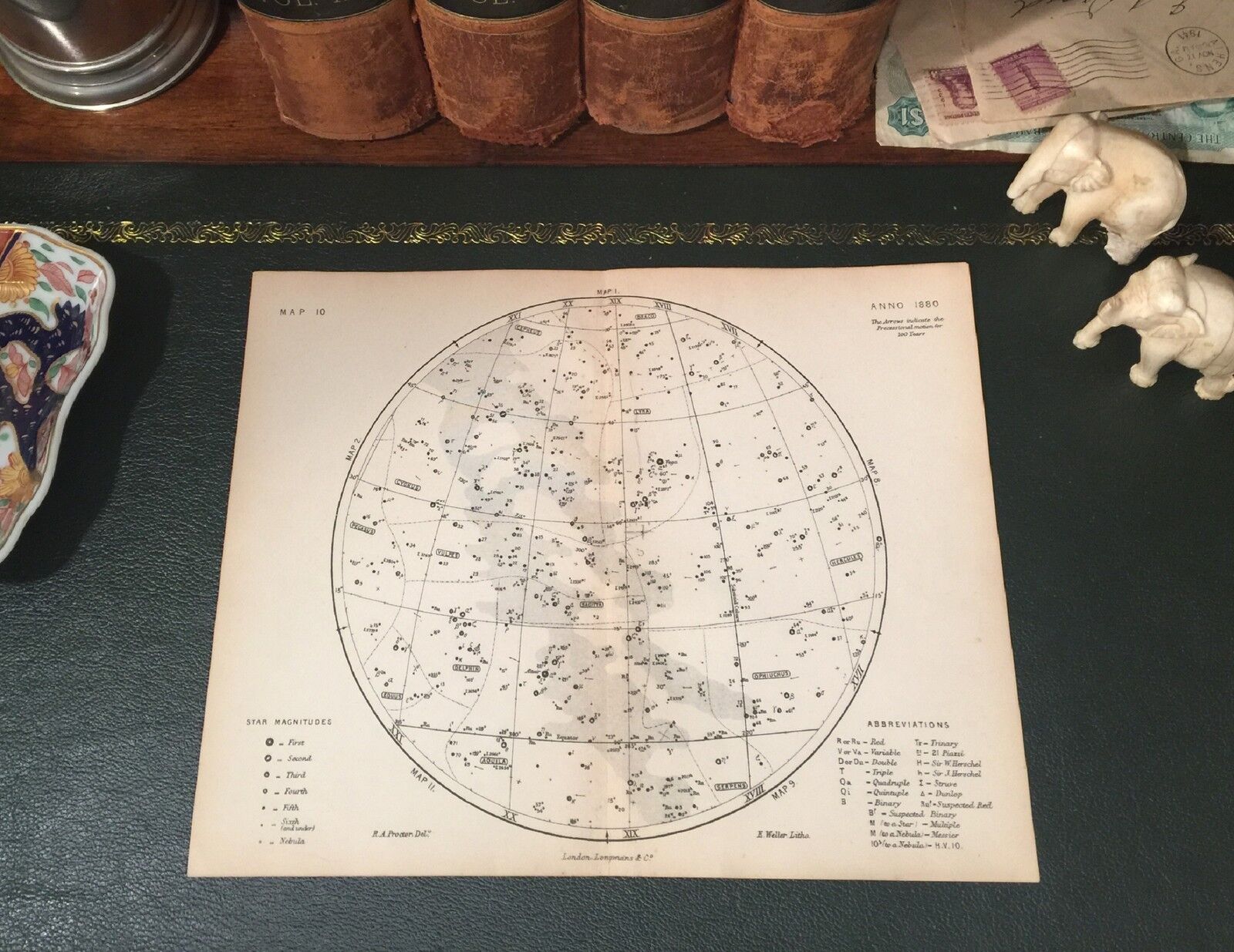 Original 1880 Antique Celestial Astronomy STAR MAP Pegasus Delphin Hercules Lyra