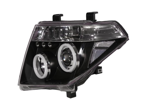 FRONTIRE NAVARA D40 MK2 05-10 LED Cotton Angel-Eye Headlight BK for NISSAN RHD - Picture 2 of 8