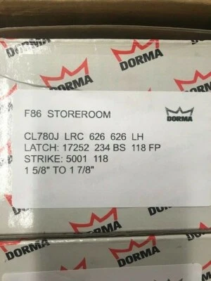 DORMA DOOR CL780J LRC 626 Storeroom Func Gr 2 2-3/4" ASA Less SFIC 6 or 7 L/CORE