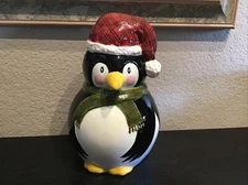 MACY'S The CELLAR PENGUIN COOKIE JAR Christmas Twilight Collection W Box