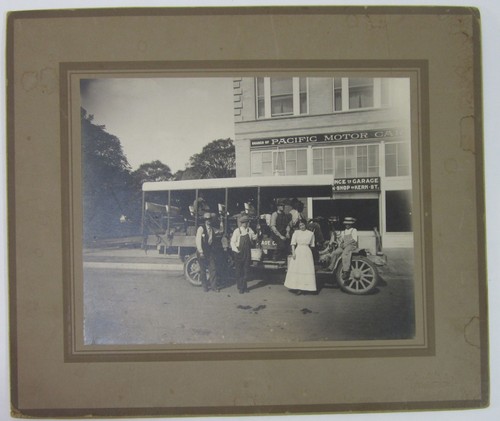 Fresno CA Antique Cabinet Photo Pacific Motor Car Company Bus Kern St 1911 - Picture 2 of 7